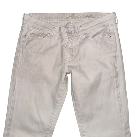 7 For All Mankind 7FAM Bootcut Jeans Womens 29 30 White Embroidered Pockets - Picture 3 of 8